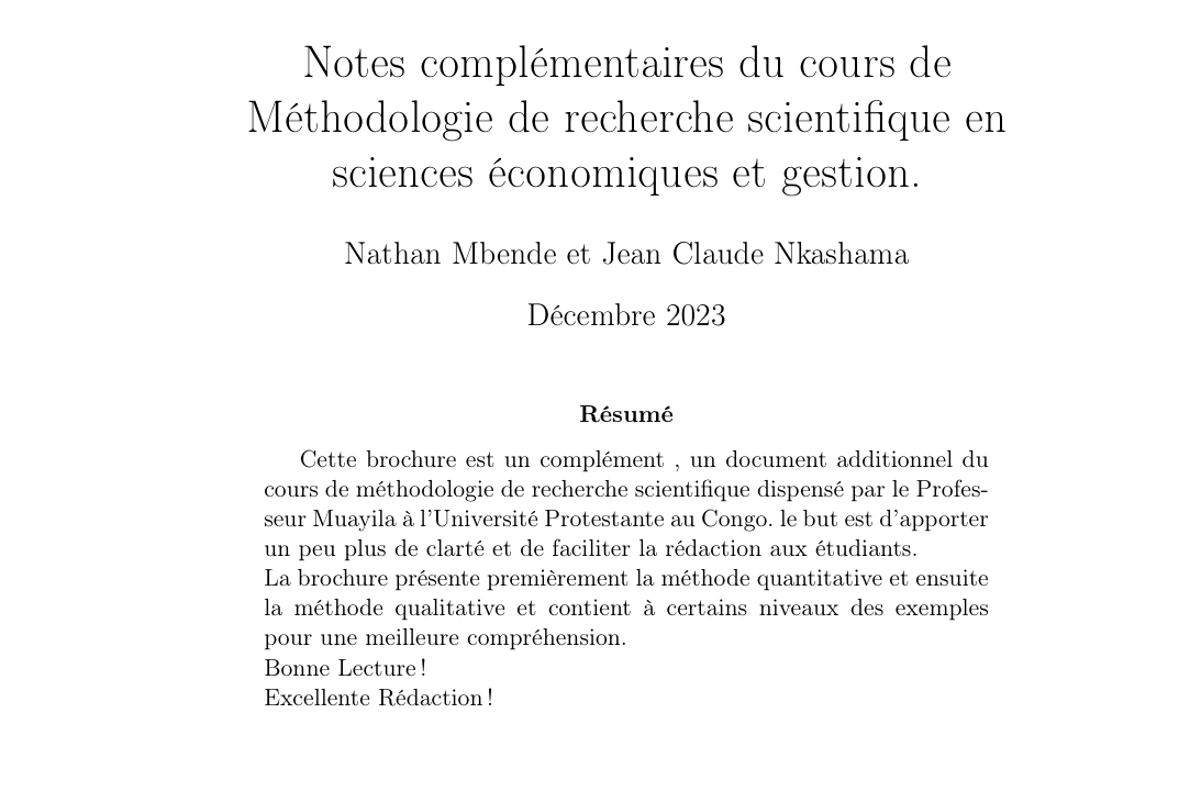 Complément de méthodes des recherches scientifiques