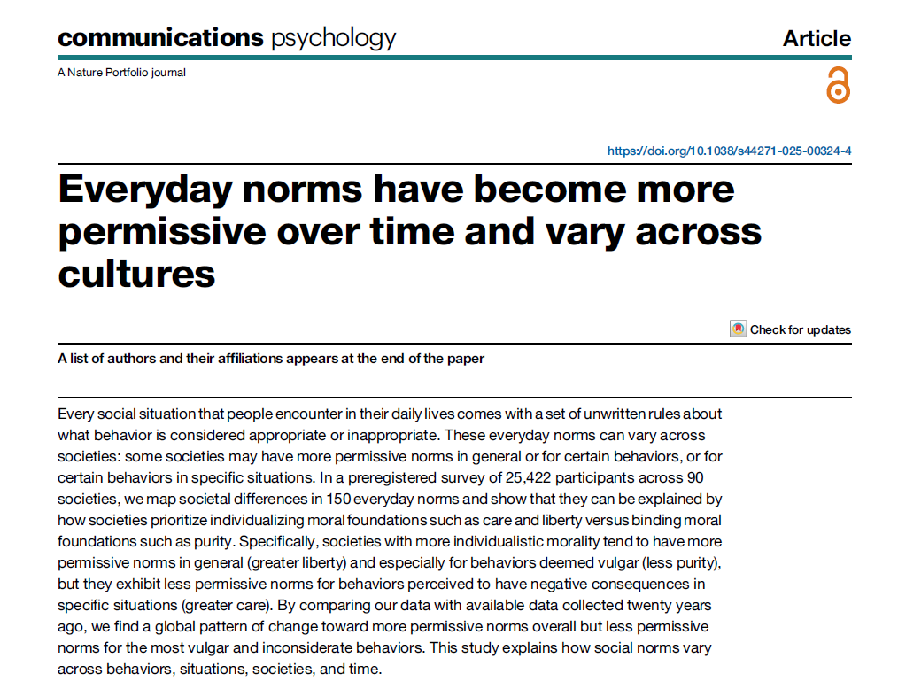 Everyday norms have become more permissive over time and vary across cultures